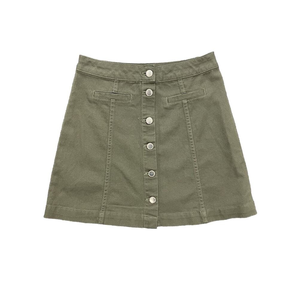 New H&M Olive Green 6 Button Front Skirt Size 2